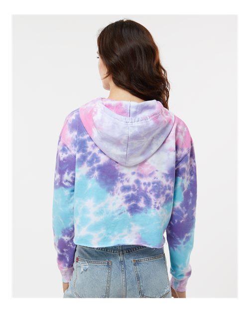 Colortone 8333 Women's Tie-Dyed Crop Hooded Sweatshirt - Back view