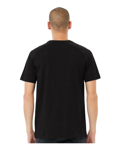BELLA CANVAS 3201 Men's Heather CVC Raglan Tee - Back view