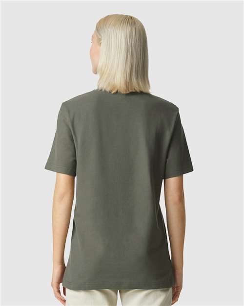 American Apparel 1PQ Unisex Pique Mock Neck Tee - Back view