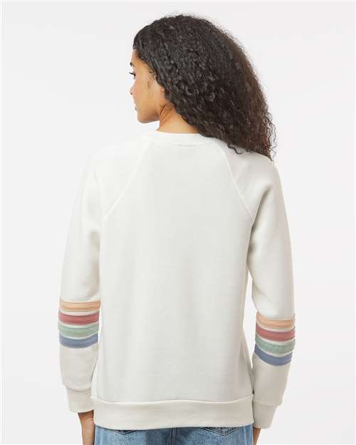 MV Sport W23152 Women's Striped Sleeves Crewneck Sweatshirt - Back view