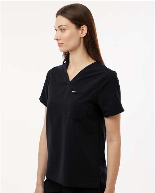 Jaanuu W10001 Women's Rhena Essential 1-Pocket Scrub V-Neck Top - Side view