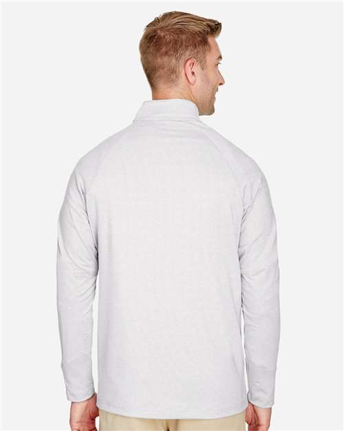 Devon & Jones DG480 Men's CrownLux Performance? Clubhouse Micro-Stripe Quarter-Zip Pullover - Back view