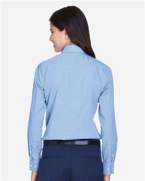 Devon & Jones D640W Women's Crown Collection? Gingham Check Woven Dress Shirt - Back view