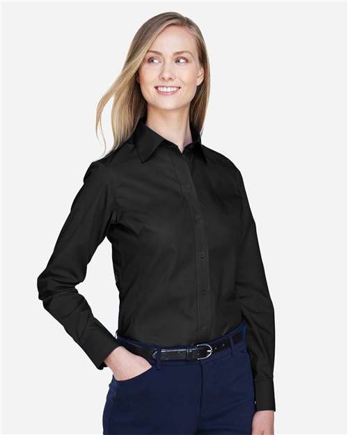 Devon & Jones D620W Women's Crown Collection? Broadcloth Woven Dress Shirt - Side view