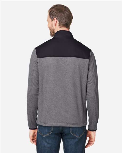 CORE365 CE74 Men's Venture Heathered Stripe Hybrid Jacket - Back view