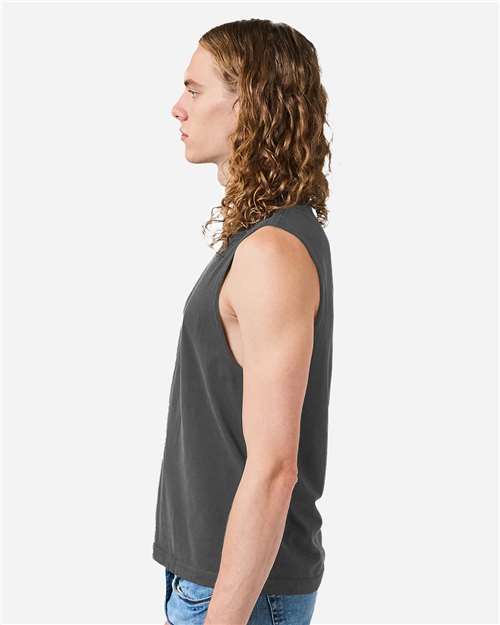 American Apparel 207GD Unisex Heavyweight Cotton Garment-Dyed Boxy Muscle Tee - Side view