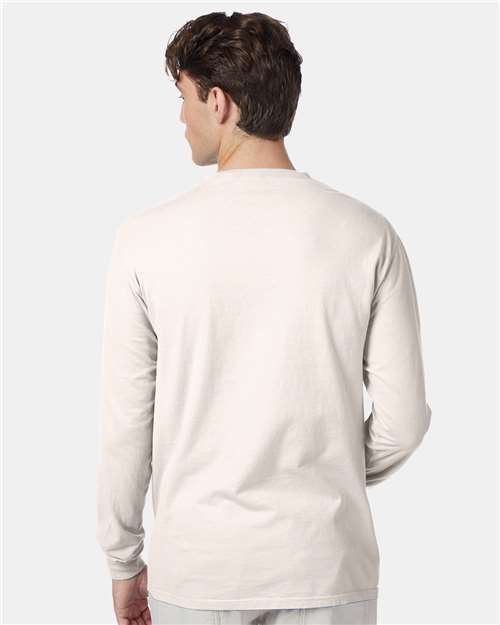 Hanes 5186 Unisex Beefy-T? Long Sleeve T-Shirt - Back view
