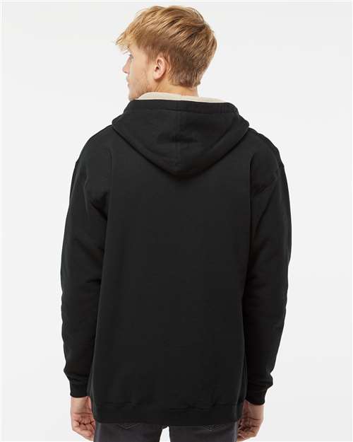 Independent Trading Co. EXP40SHZ Men's Sherpa-Lined Full-Zip Hooded Sweatshirt - Back view