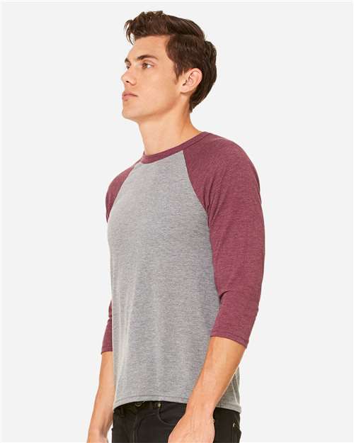 BELLA CANVAS 3200 Unisex Three-Quarter Sleeve Baseball Tee - Side view