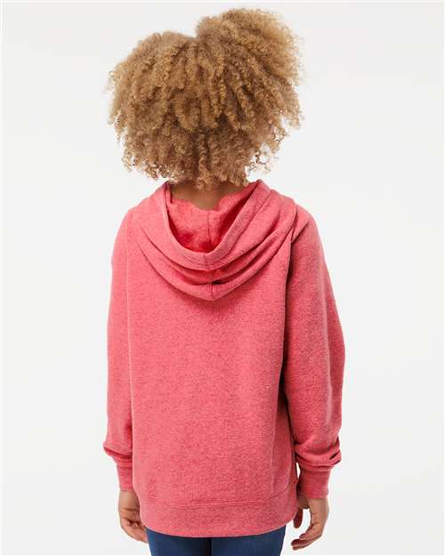 Independent Trading Co. PRM15YSB Youth Lightweight Special Blend Raglan Hooded Sweatshirt - Back view