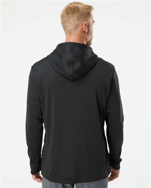 Adidas A530 Men's Textured Mixed Media Midweight Hooded Sweatshirt - Back view