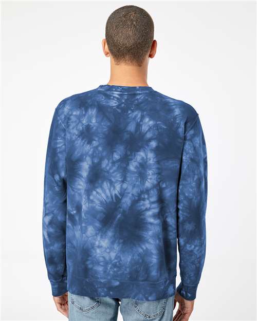 Independent Trading Co. PRM3500TD Unisex Midweight Tie-Dyed Crewneck Sweatshirt - Back view