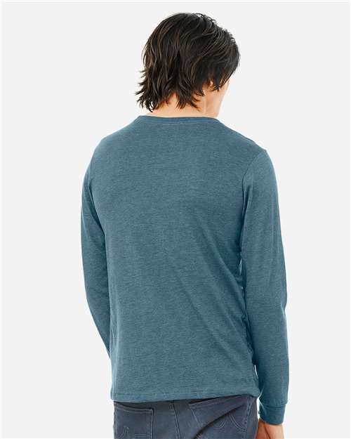 BELLA  CANVAS 3501CVC Heather CVC Long Sleeve Tee - Back view