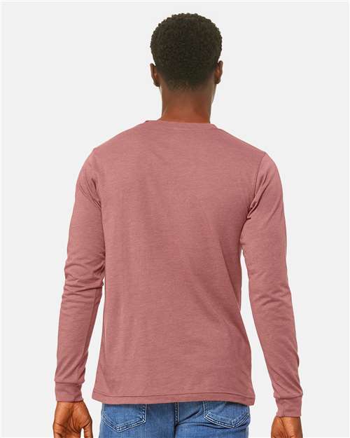 BELLA  CANVAS 3501CVC Heather CVC Long Sleeve Tee - Back view