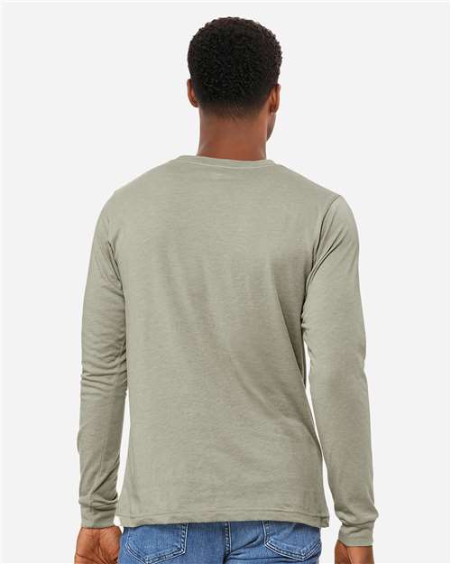 BELLA  CANVAS 3501CVC Heather CVC Long Sleeve Tee - Back view