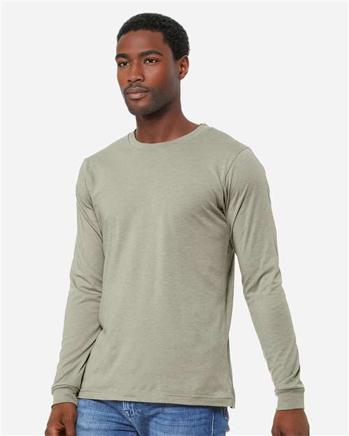 BELLA  CANVAS 3501CVC Heather CVC Long Sleeve Tee - Side view