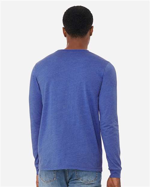 BELLA  CANVAS 3501CVC Heather CVC Long Sleeve Tee - Back view
