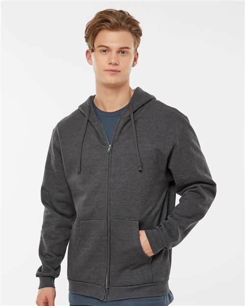 Tultex 331 Unisex Full-Zip Hooded Sweatshirt - Front view