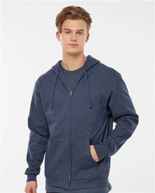 Tultex 331 Unisex Full-Zip Hooded Sweatshirt - Front view