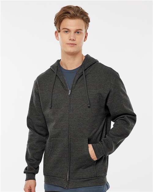Tultex 331 Unisex Full-Zip Hooded Sweatshirt - Front view