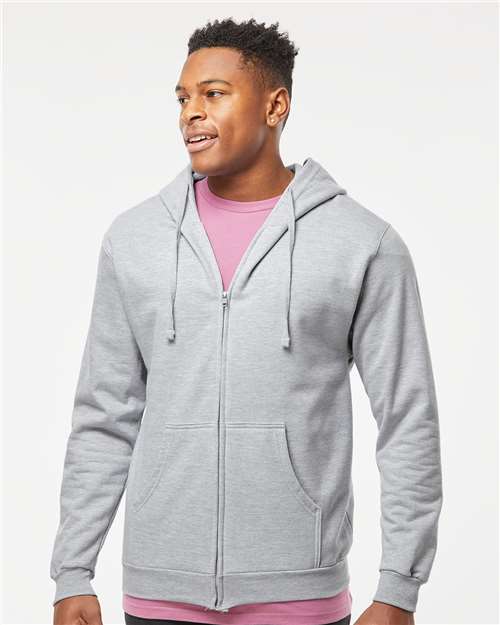 Tultex 331 Unisex Full-Zip Hooded Sweatshirt - Front view