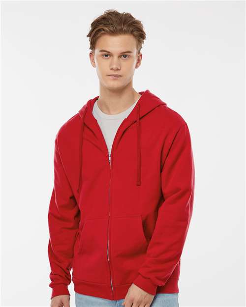 Tultex 331 Unisex Full-Zip Hooded Sweatshirt - Front view