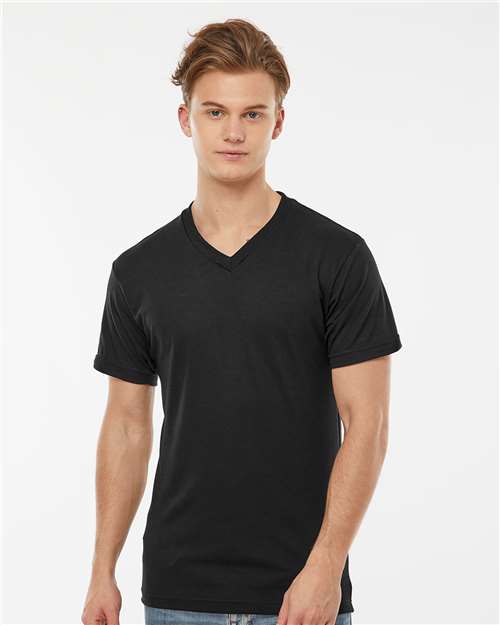 Tultex 207 Men's Poly-Rich V-Neck T-Shirt - Front view