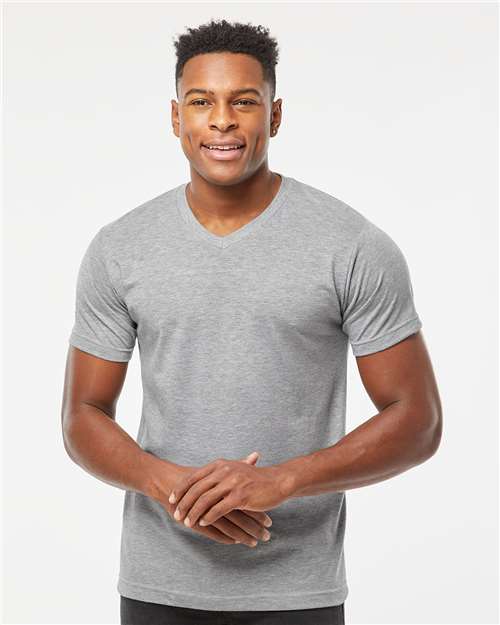 Tultex 207 Men's Poly-Rich V-Neck T-Shirt - Front view