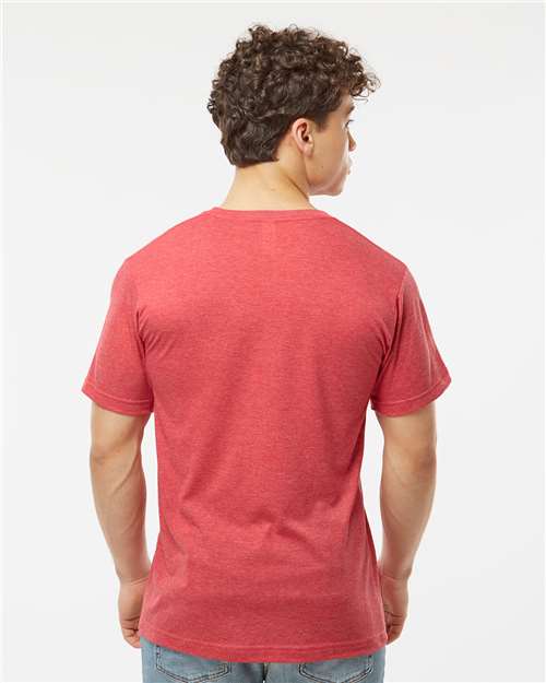 Tultex 207 Men's Poly-Rich V-Neck T-Shirt - Back view