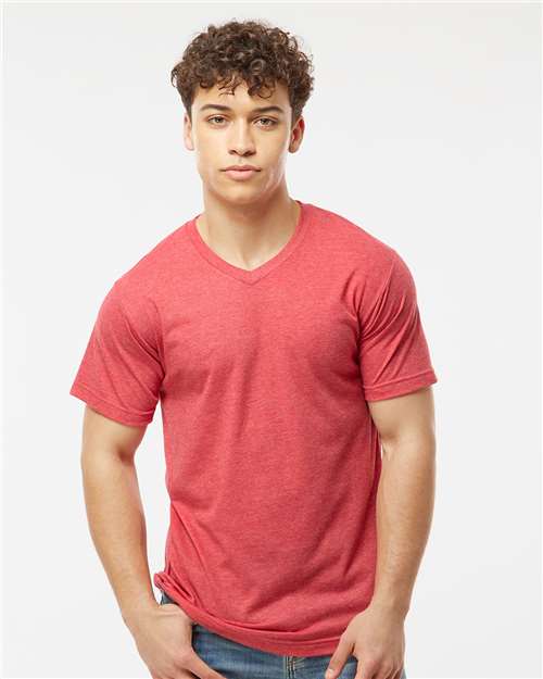 Tultex 207 Men's Poly-Rich V-Neck T-Shirt - Front view