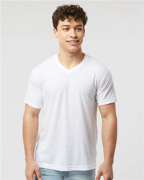 Tultex 207 Men's Poly-Rich V-Neck T-Shirt - Front view