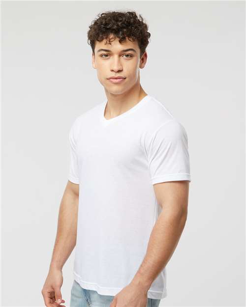 Tultex 207 Men's Poly-Rich V-Neck T-Shirt - Side view