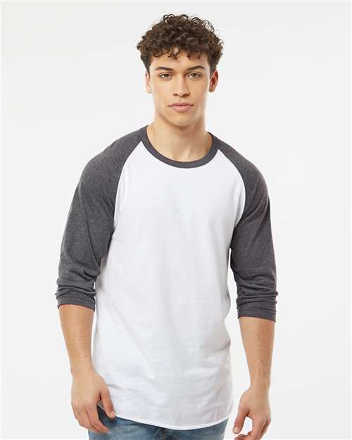 Tultex 245 Unisex Fine Jersey Raglan T-Shirt - Front view