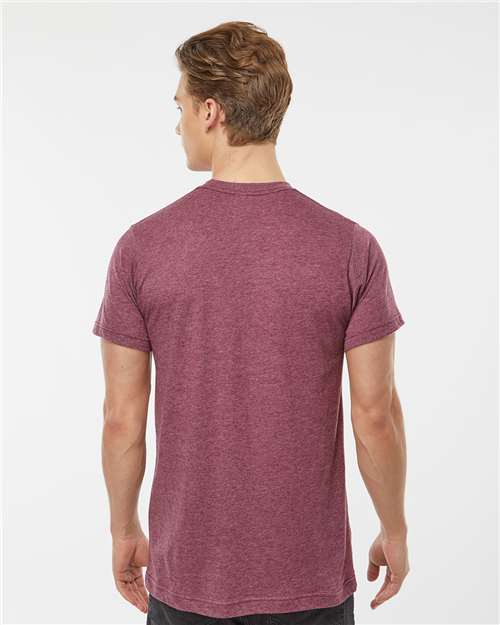 Tultex 241 Men's Biloxi Performance Colorblocked Hooded Long Sleeve T-Shirt - Back view