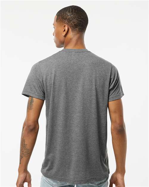 Tultex 241 Men's Biloxi Performance Colorblocked Hooded Long Sleeve T-Shirt - Back view