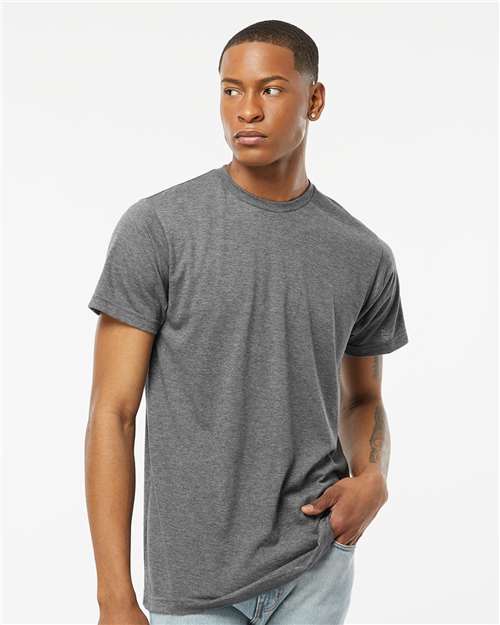 Tultex 241 Men's Biloxi Performance Colorblocked Hooded Long Sleeve T-Shirt - Front view