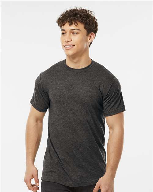 Tultex 241 Men's Biloxi Performance Colorblocked Hooded Long Sleeve T-Shirt - Front view