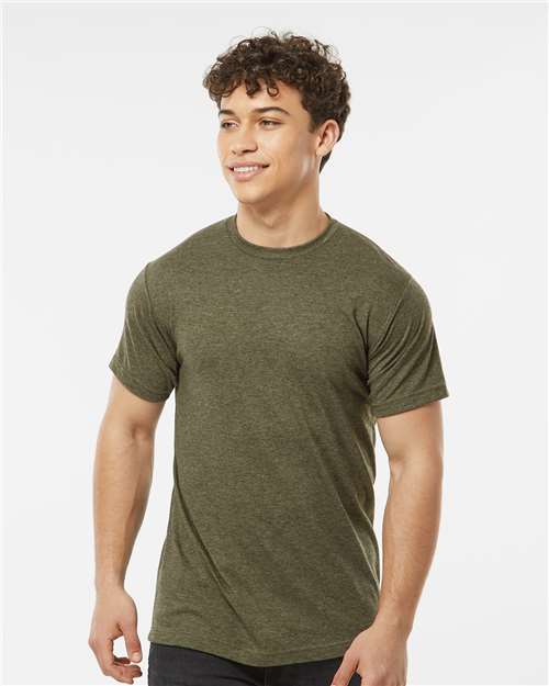 Tultex 241 Men's Biloxi Performance Colorblocked Hooded Long Sleeve T-Shirt - Front view