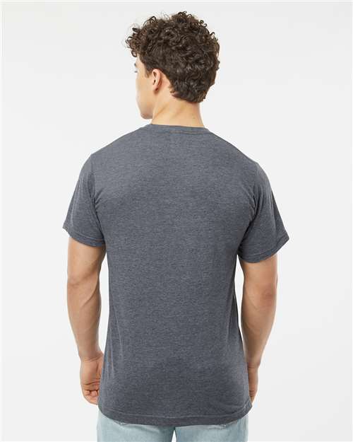 Tultex 241 Men's Biloxi Performance Colorblocked Hooded Long Sleeve T-Shirt - Back view
