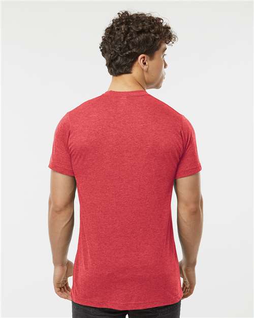 Tultex 241 Men's Biloxi Performance Colorblocked Hooded Long Sleeve T-Shirt - Back view