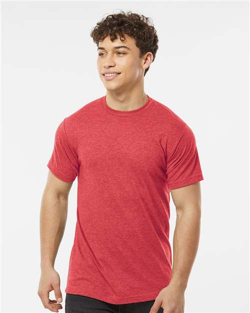 Tultex 241 Men's Biloxi Performance Colorblocked Hooded Long Sleeve T-Shirt - Front view