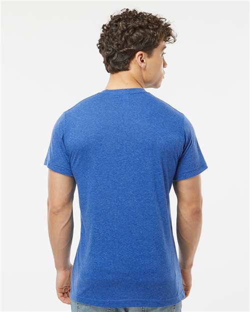 Tultex 241 Men's Biloxi Performance Colorblocked Hooded Long Sleeve T-Shirt - Back view