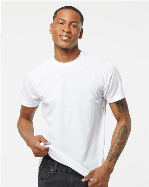 Tultex 241 Men's Biloxi Performance Colorblocked Hooded Long Sleeve T-Shirt - Front view