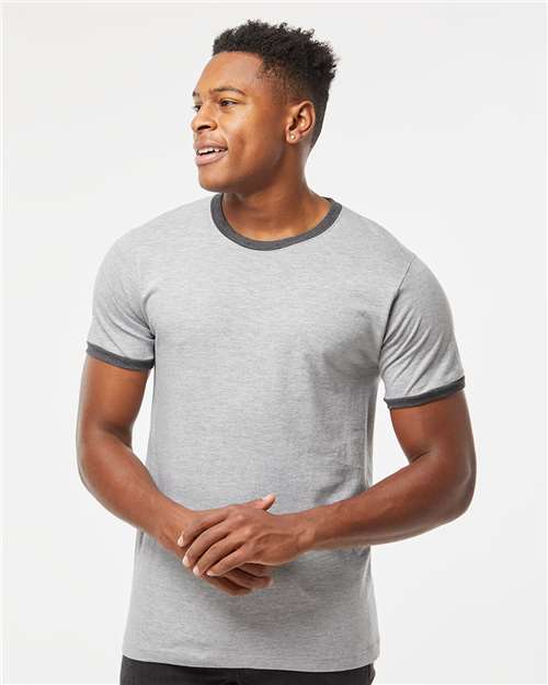 Tultex 246 Unisex Fine Jersey Ringer T-Shirt - Front view