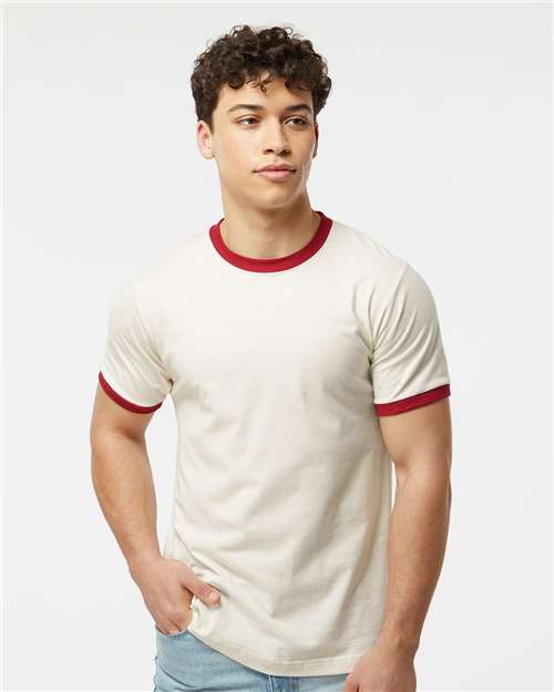 Tultex 246 Unisex Fine Jersey Ringer T-Shirt - Front view