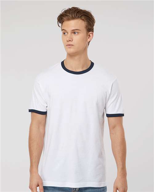 Tultex 246 Unisex Fine Jersey Ringer T-Shirt - Front view