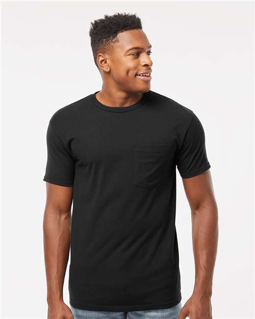 Tultex 293 Unisex Heavyweight Jersey Pocket T-Shirt - Front view