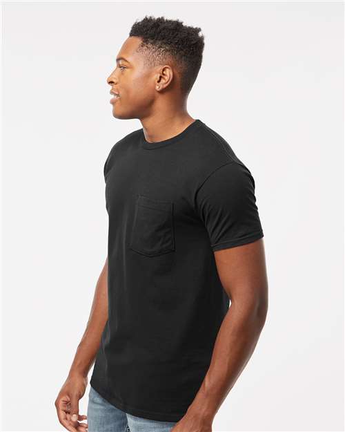 Tultex 293 Unisex Heavyweight Jersey Pocket T-Shirt - Side view