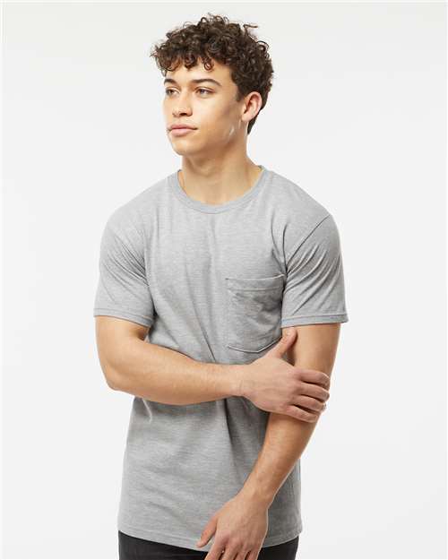 Tultex 293 Unisex Heavyweight Jersey Pocket T-Shirt - Front view