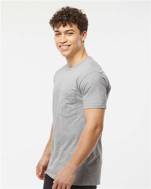 Tultex 293 Unisex Heavyweight Jersey Pocket T-Shirt - Side view